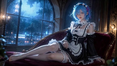 雨夜蓝发女仆