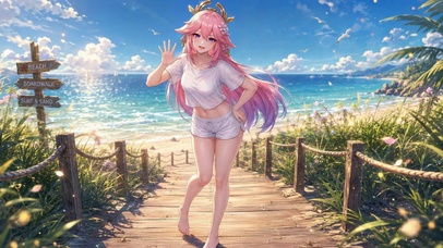 夏日海边八重神子
