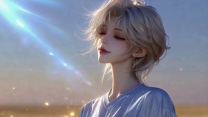 逆光治愈短发二次元美少女