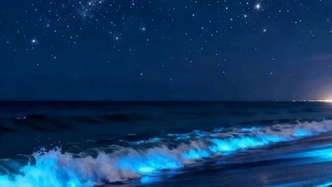 夜景海景带鱼屏