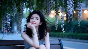 紫藤花下