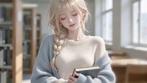 图书馆小表情少女