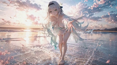 海边樱花少女