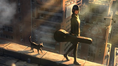 猫咪跟着我在楼顶