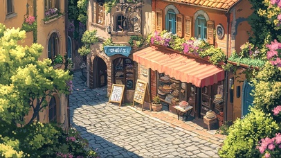 春日小镇温馨商店建筑