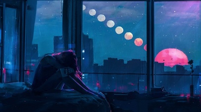 下雨房间里的女孩