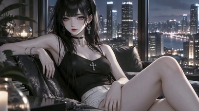 都市夜景高冷长腿美女