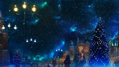 灿烂星空下的女孩