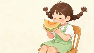 吃哈密瓜女孩