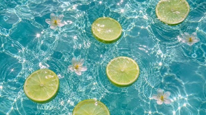 清凉夏日青柠水波