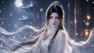 纯欲系雪夜古风仙气美女