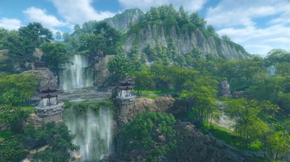 古风养眼瀑布竹林楼台