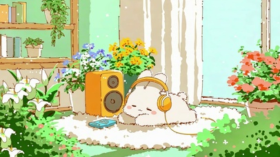 花房里的听歌小兔