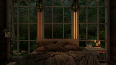 夜晚卧室窗外雨