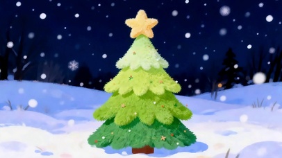 雪夜毛茸圣诞树