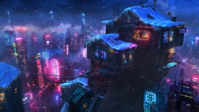 冬雪科幻未来之城 