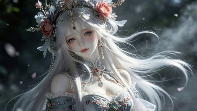 银发花饰少女