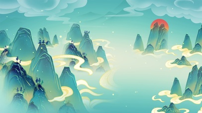 国风山水国潮水墨江山唯美风景