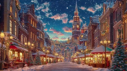 热闹圣诞节日城市街道