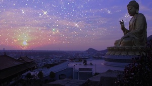 夕阳大佛佛像黄昏坐佛如来4k