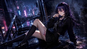 雨夜紫发少女