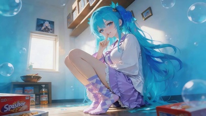 可爱蓝发女孩