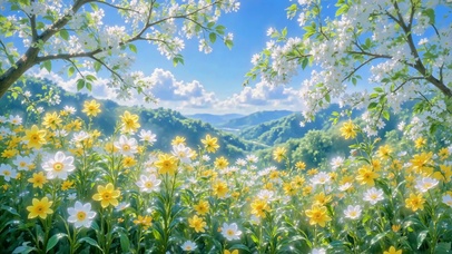 春日山谷的野花花海