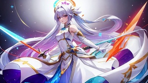 星空下仙气飘飘银发美少女