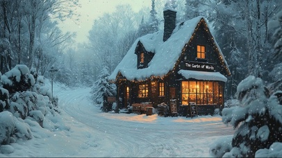 冬日森林大雪小屋