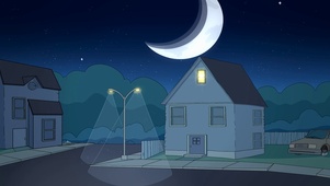 夜晚安静的街道房屋