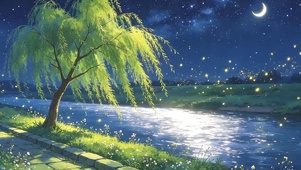 夏夜柳树