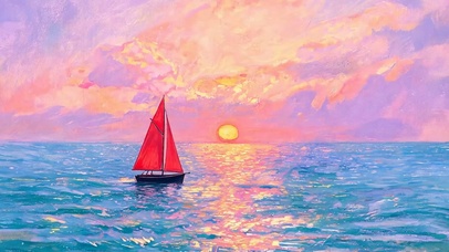 油画海景