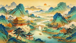 唯美山川城楼