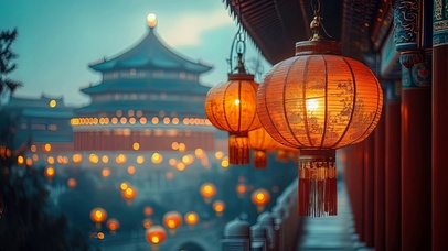 古风建筑灯笼