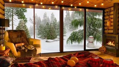 雪天安静的木屋