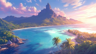 晨光中的热带海湾