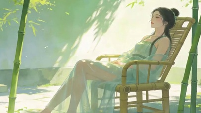 休闲女孩带鱼屏