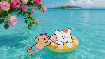 夏日海面线条狗