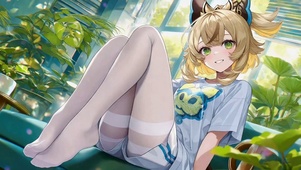 窗边白丝美少女