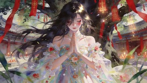 祈福的女孩