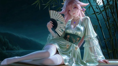 月夜竹林的八重神子