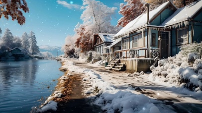 4K 冬季小屋