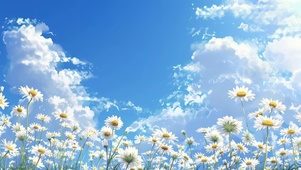 蓝天下的小雏菊