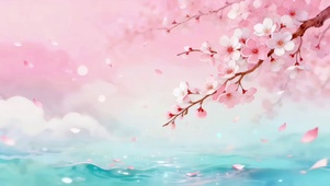 云间樱落水畔春柔