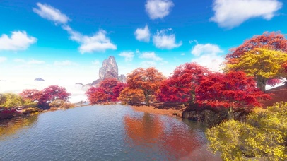 古风山水红叶秋林