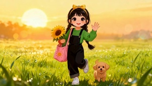 女孩与萌宠狗
