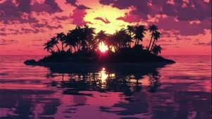 热带岛屿海洋唯美晚霞