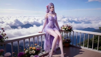 山涧阁楼阳台悠闲美女小医仙