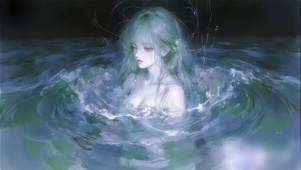 厚涂美女-水中的少女
