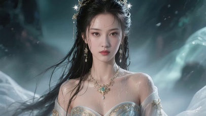 温泉池畔古风美女1